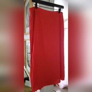 J CREW RED MIDI PLEATED SKIRT SIZE 14